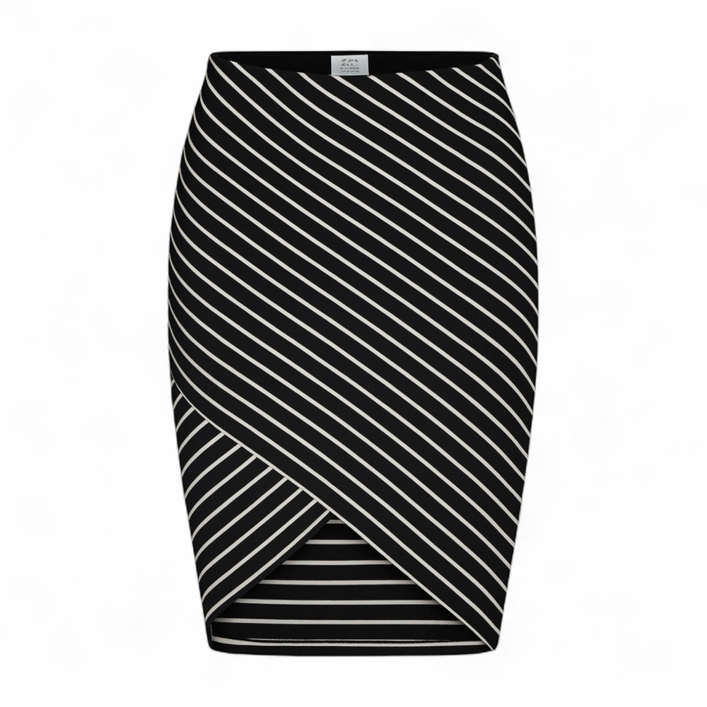 Zara Trafaluc Asymmetrical Striped Pencil Skirt Size M